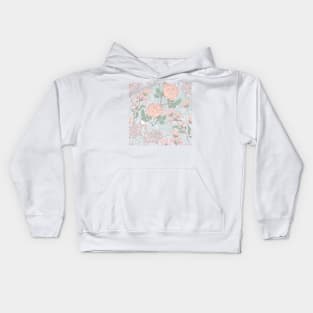 Light pink and green flowers pattern Kids Hoodie